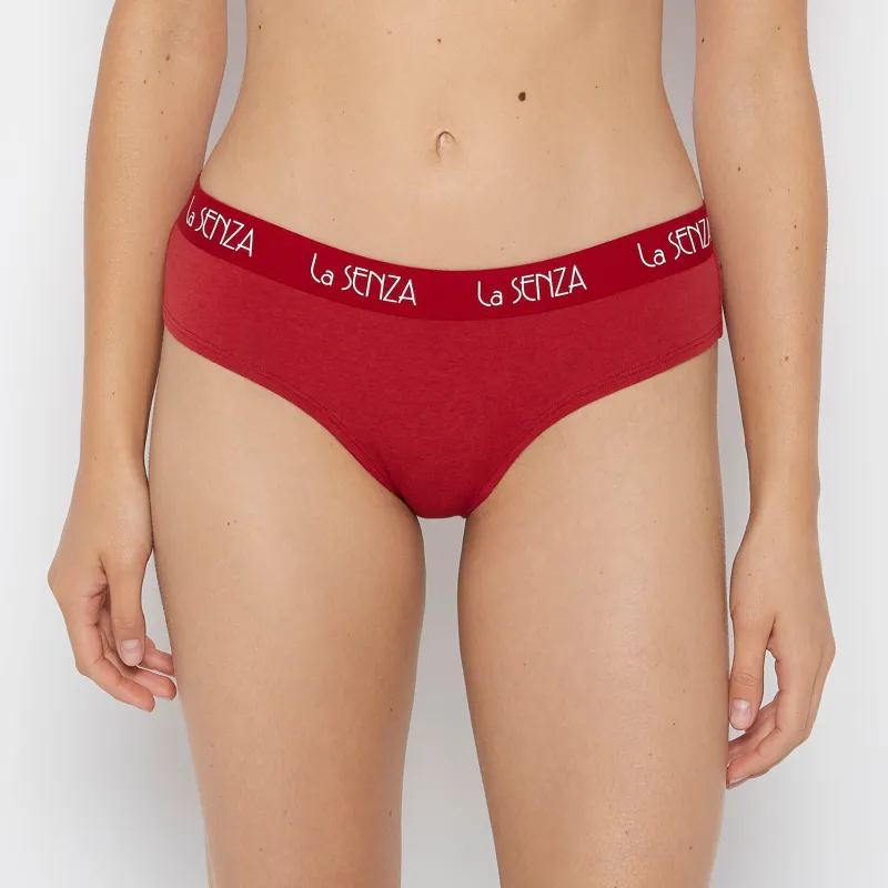 Art Deco Logo Hipster Panty in Crimson Heather sold by La SENZA