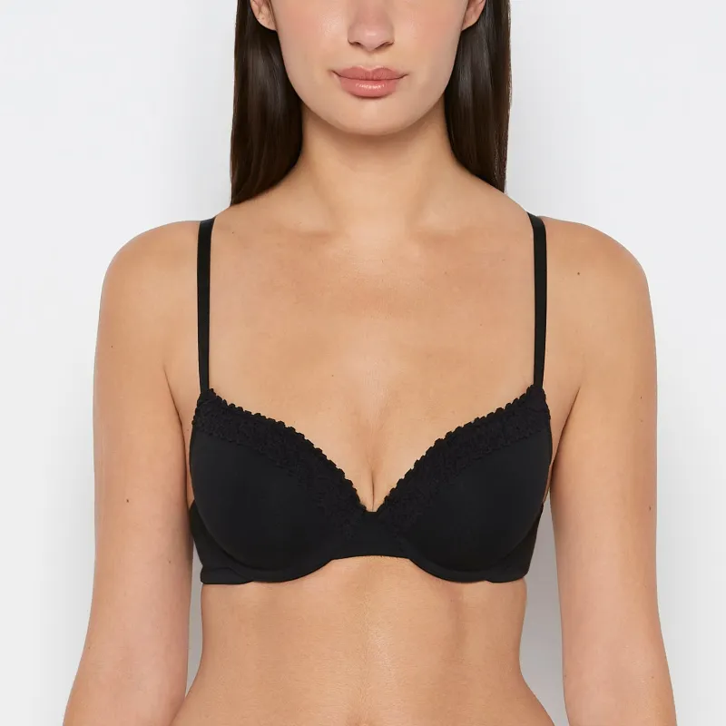 Lightly Lined demi bra with cozy in Tuxedo Black sold by La SENZA