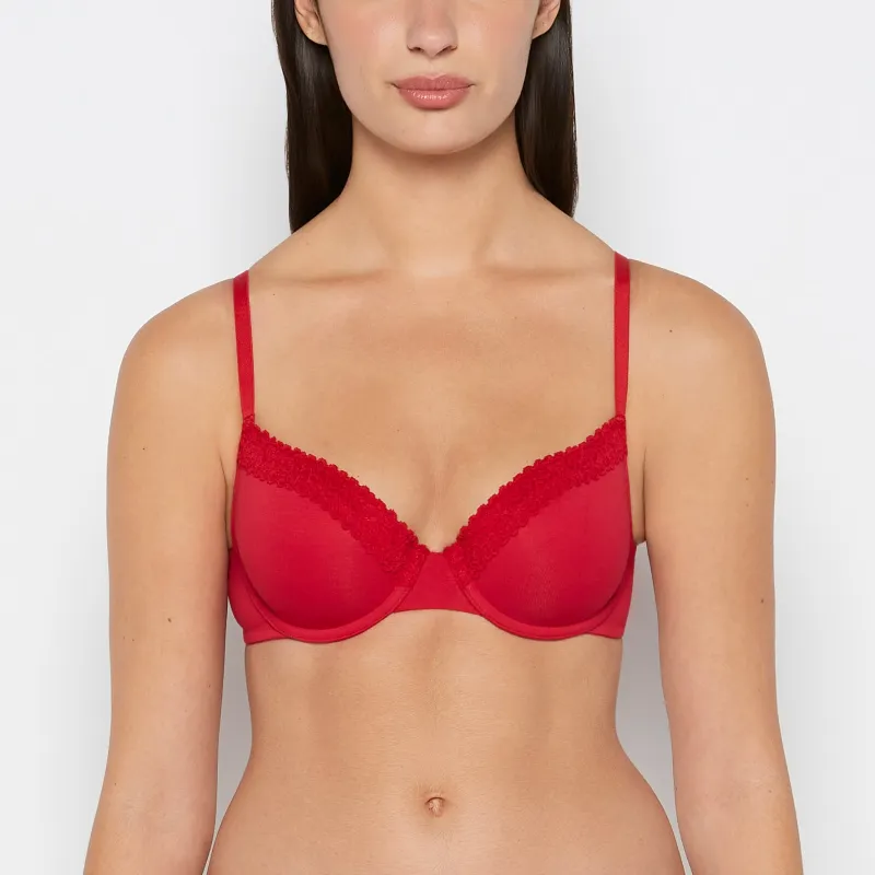 Lightly Lined demi bra with cozy in Crimson sold by La SENZA
