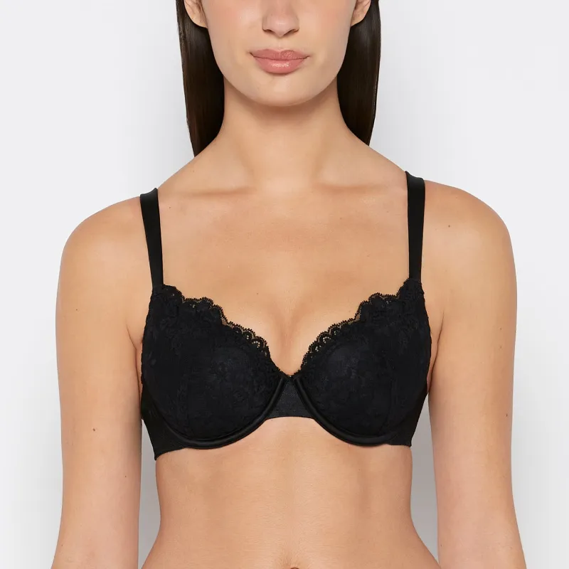Lightly Lined Perfect Coverage Bra With Mesh Wing in Tuxedo Black sold by La SENZA
