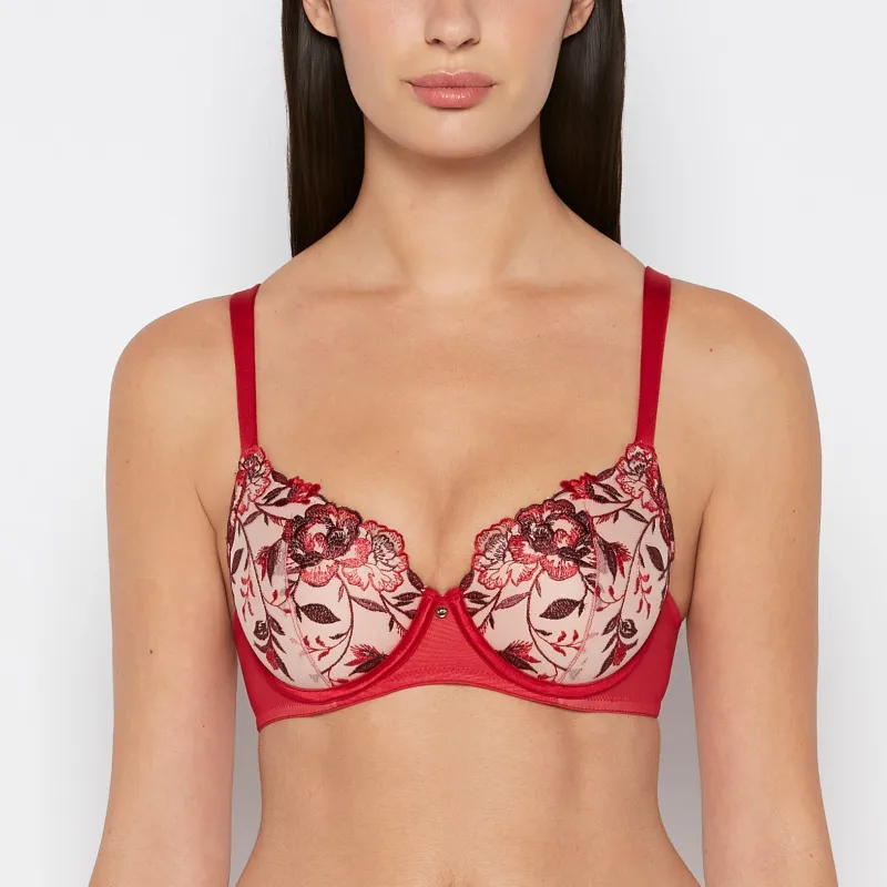 Lightly Lined Perfect Coverage Bra in Evening Blush with Crimson and Russian Ruby sold by La SENZA