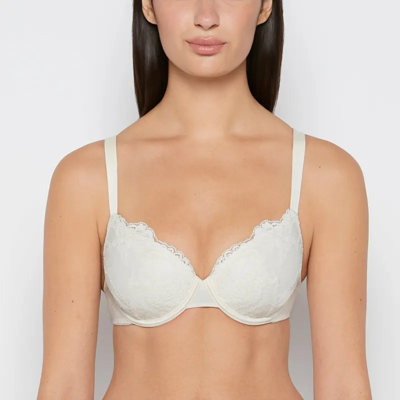 Lightly Lined Perfect Coverage Bra With Mesh Wing in Egret sold by La SENZA
