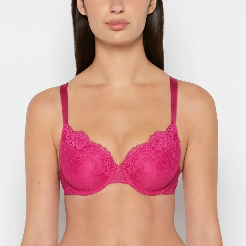 Lightly Lined Mesh Perfect Coverage Bra in Fuchsia Red sold by La SENZA