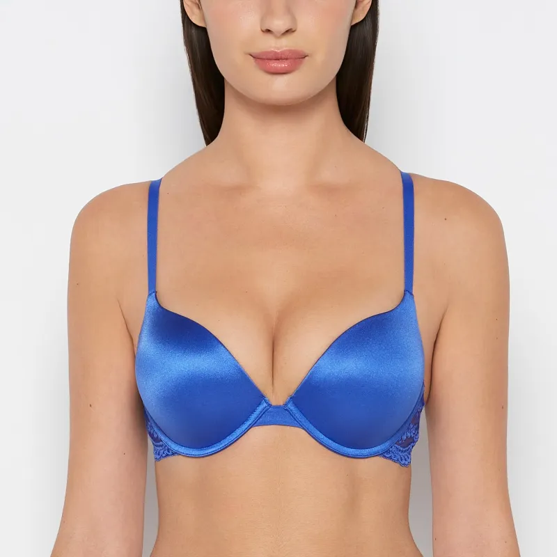 Plunge Opulent Lace Cup Bra with Lace Wing in Dazzling Blue sold by La SENZA