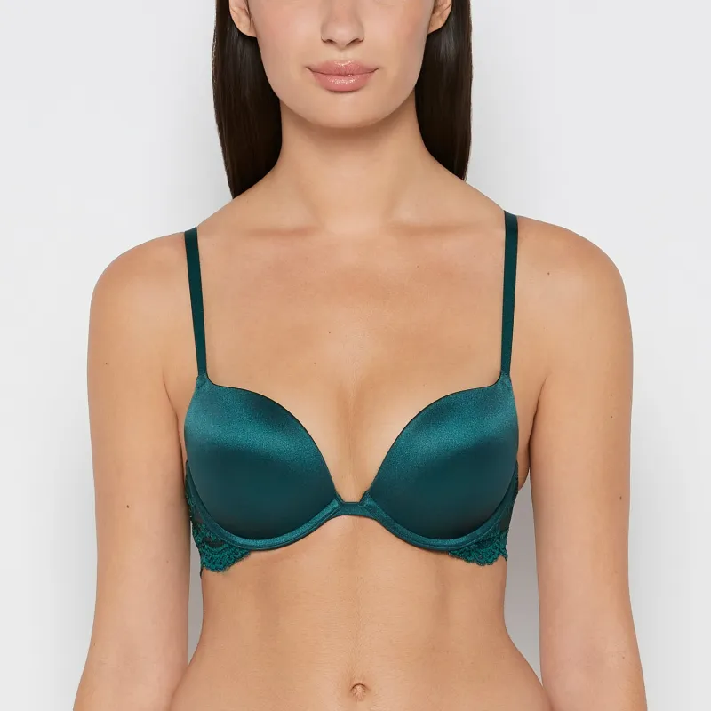 Smooth Cup Push Up Bra with Lace Wing in Emerald Green sold by La SENZA