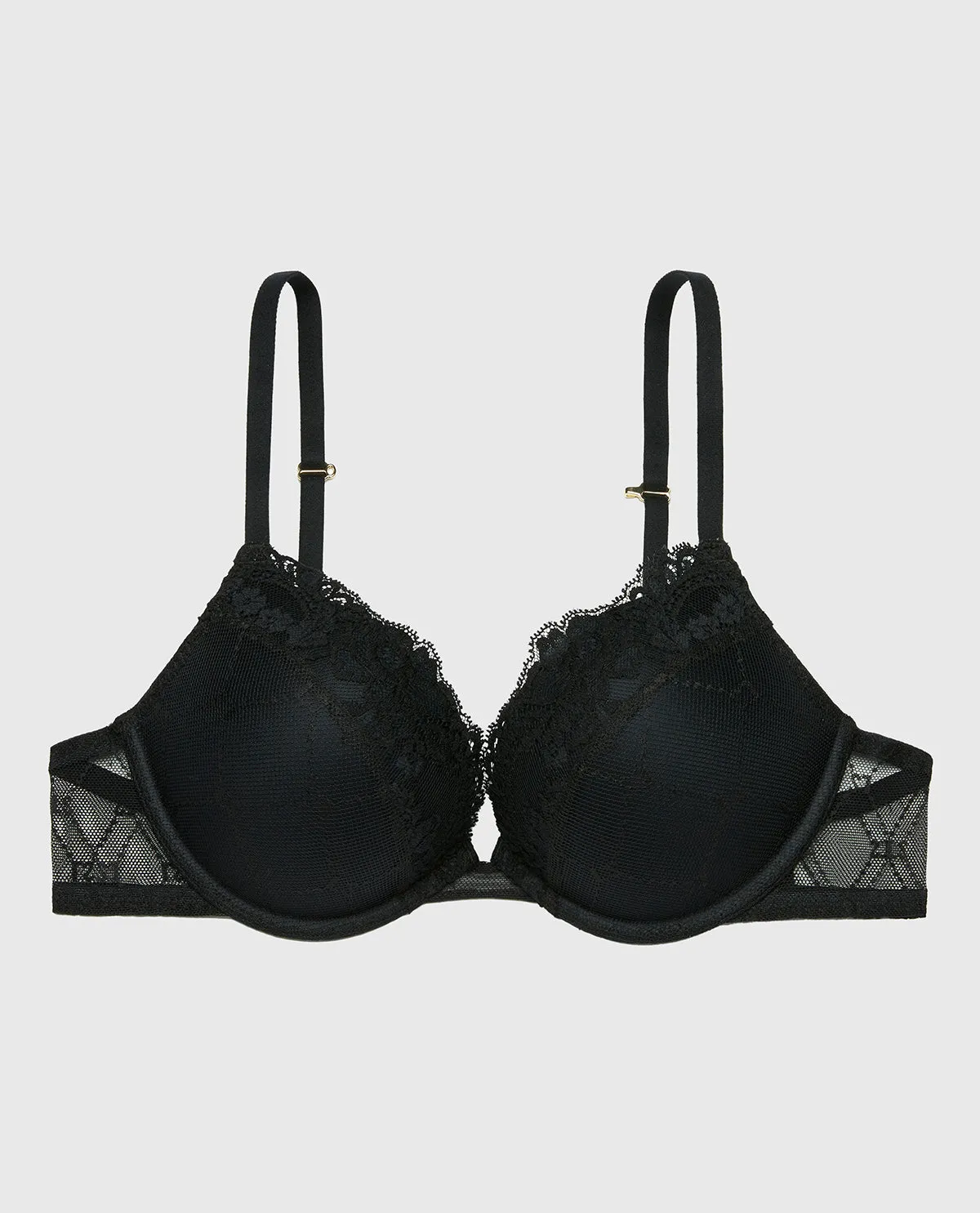 Plunge Opulent Lace Bra with Mesh Cups in Tuxedo Black sold by La SENZA product image thumbnail 5