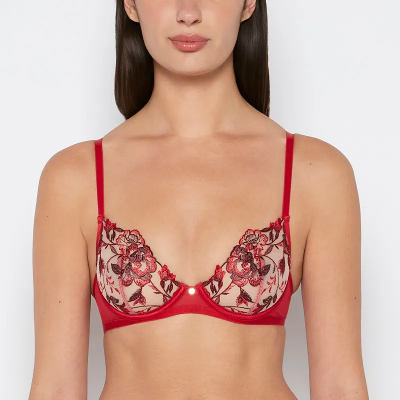 Unlined Demi Bra in Evening Blush with Crimson and Russian Ruby sold by La SENZA
