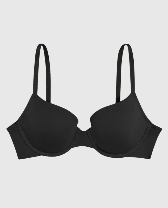 Smooth Lightly Lined Demi Bra in Tuxedo Black sold by La SENZA