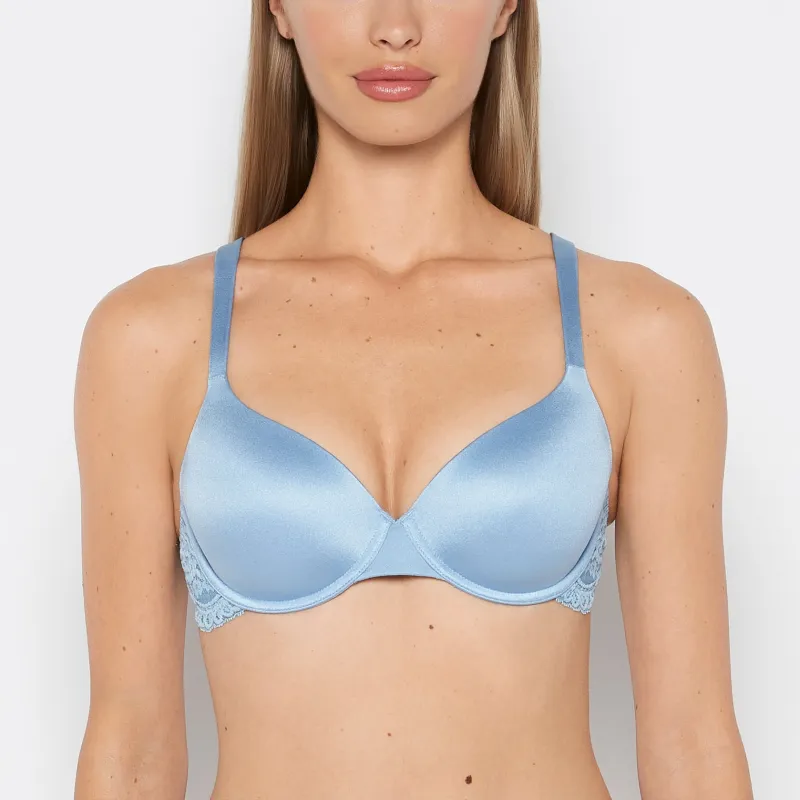 Lightly Lined Micro Cup Bra With Lace Wing in Glacier Lake sold by La SENZA