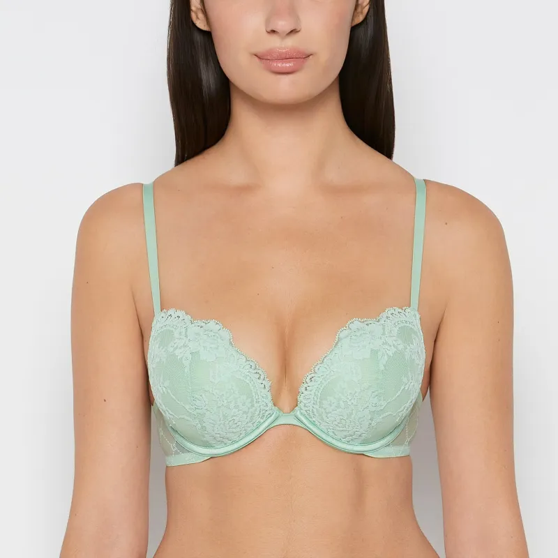 Push up Opulent Lace bra with Mesh Wing in Hemlock sold by La SENZA