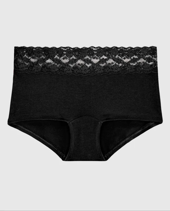 Boyshort Panty in Tuxedo Black sold by La SENZA