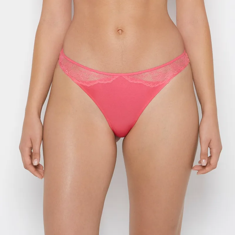 Thong Panty With Lace Micro Trim in Hot Pink sold by La SENZA