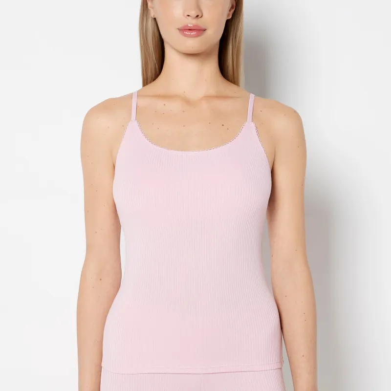 Casual Sleep Ribbed Tank With Lace Trim in Sweet Dream sold by La SENZA