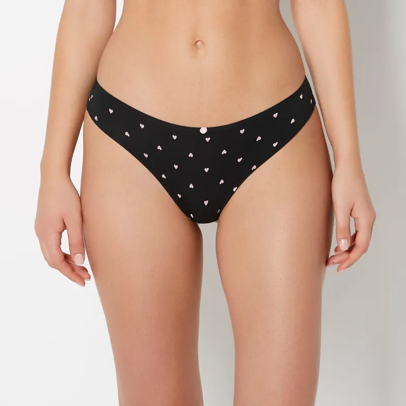 Ultrasoft Modal Cheeky Thong Panty with Rosette Detail in Tiny Heart sold by La SENZA