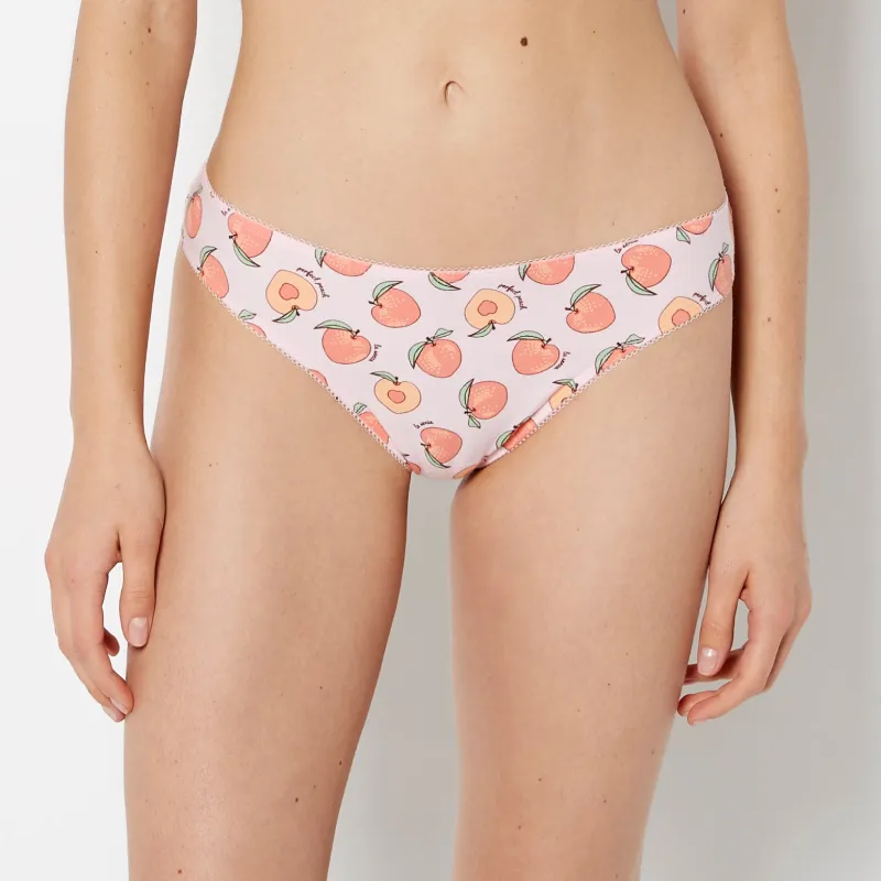 Thong Cotton Panty and Picot Trim in Perfect Peach sold by La SENZA