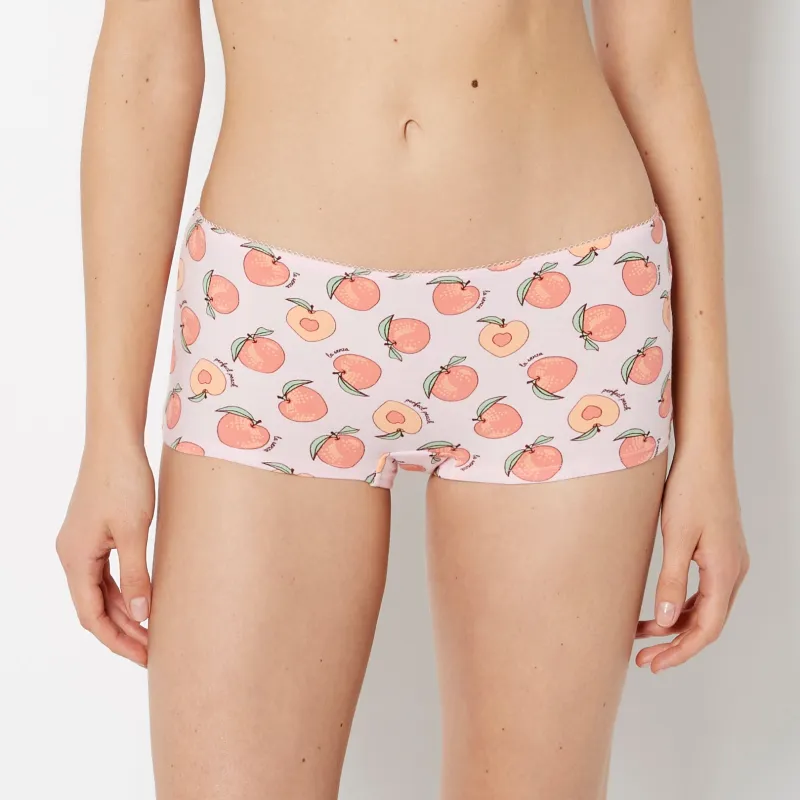 Boyshort Cotton Panty and Picot Trim in Perfect Peach sold by La SENZA