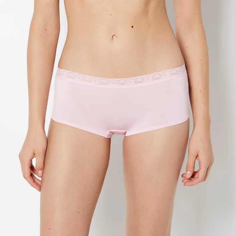 Ultrasoft Modal Boyshort Panty with Lace Trim in Sweet Dream sold by La SENZA