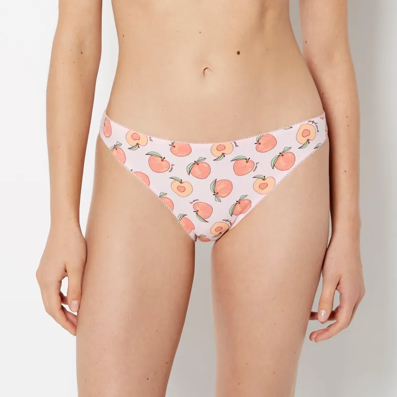 Bikini Cotton Panty and Picot Trim in Perfect Peach sold by La SENZA