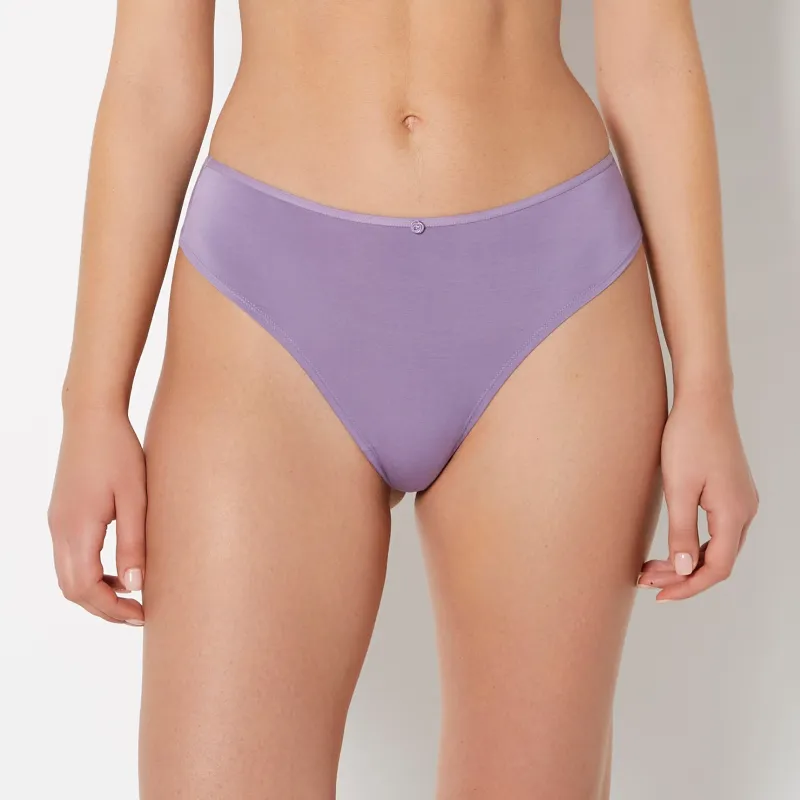 Ultrasoft Modal High Waist Thong Panty with Rosette Detail in Purple Haze sold by La SENZA