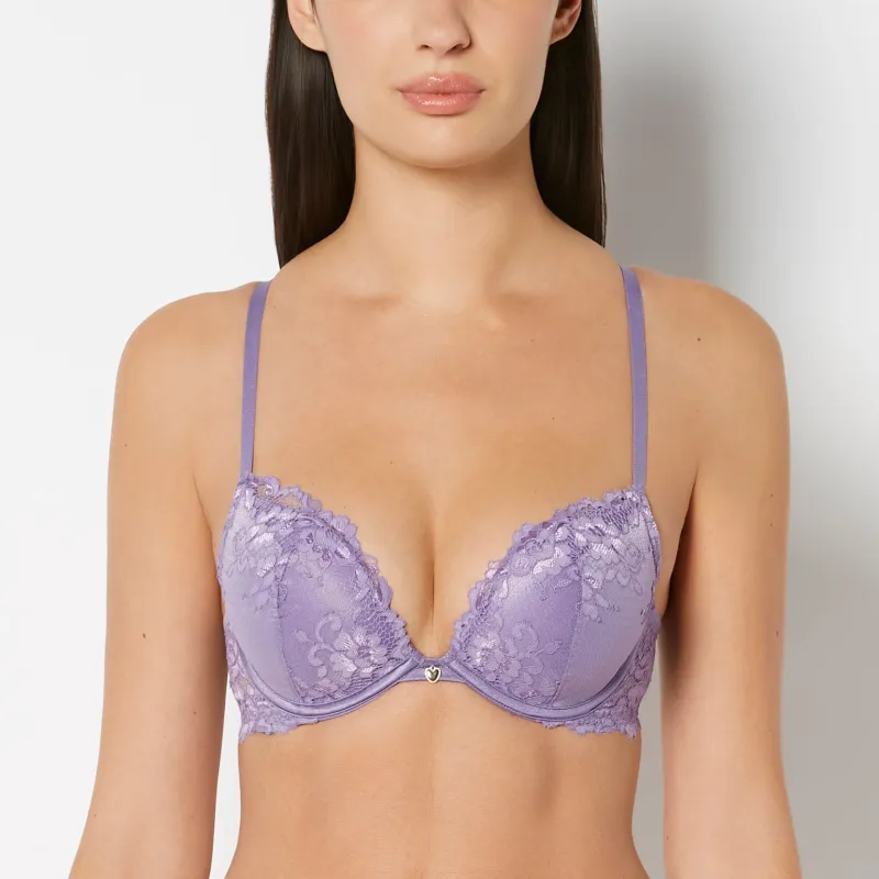 Push Up Plunge bra with Romantic Lace in Purple Haze sold by La SENZA