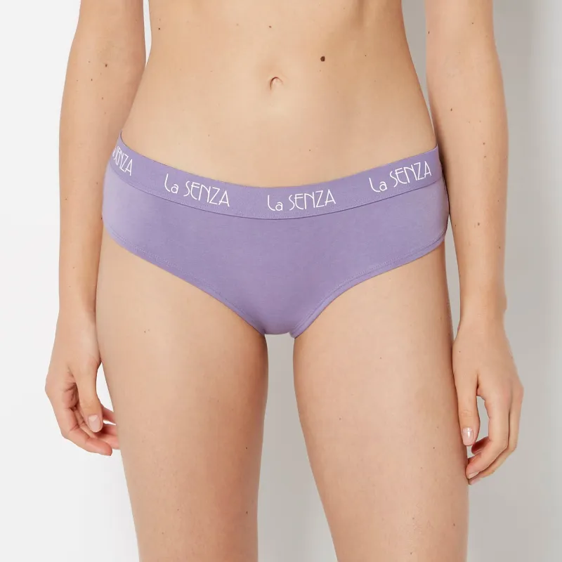 Hipster Cotton Panty with Art Deco Logo Band in Purple Haze sold by La SENZA