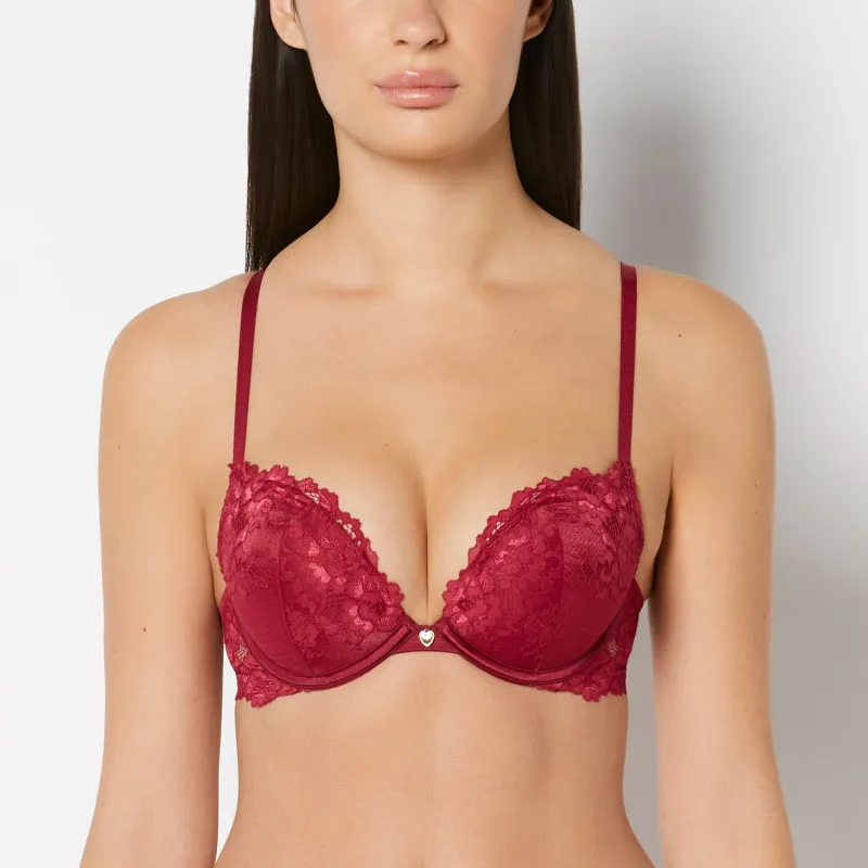 Push Up Plunge bra with Romantic Lace in Plum Rose sold by La SENZA