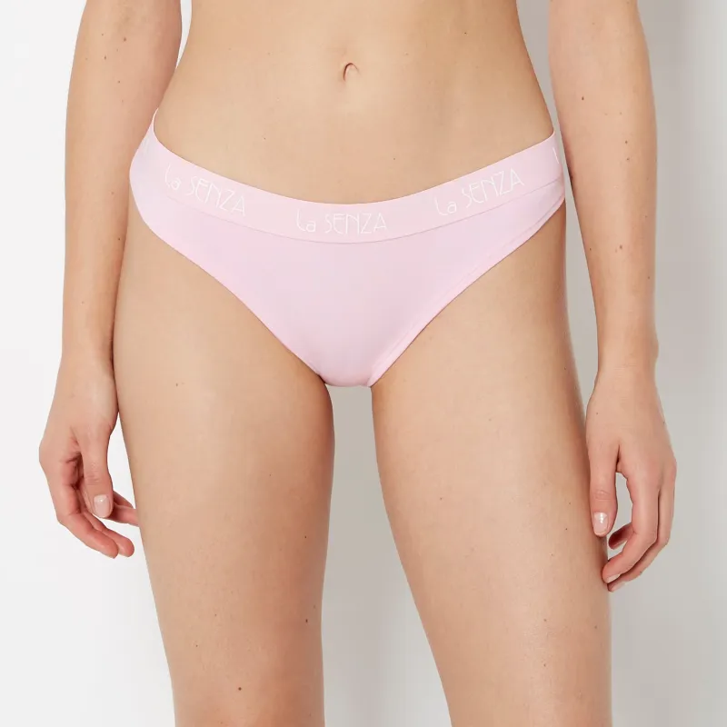 Thong Cotton Panty with Art Deco Logo Band in Sweet Dream made by La SENZA