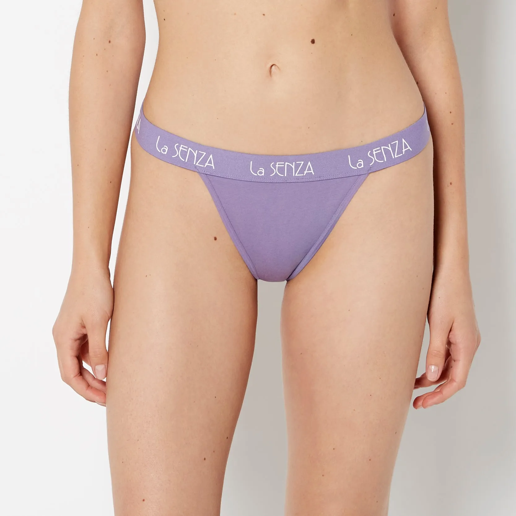 G-String Cotton Panty with Art Deco Logo Band in Purple Haze sold by La SENZA