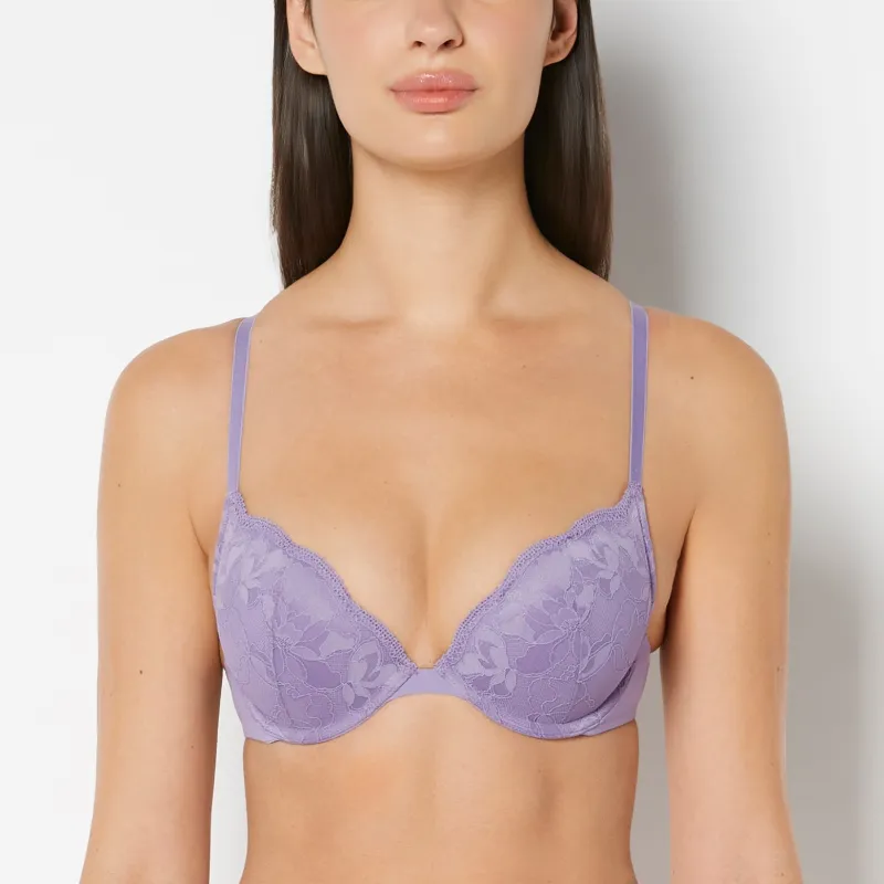 Push Up Plunge Bra With Charmed Lace in Purple Haze sold by La SENZA