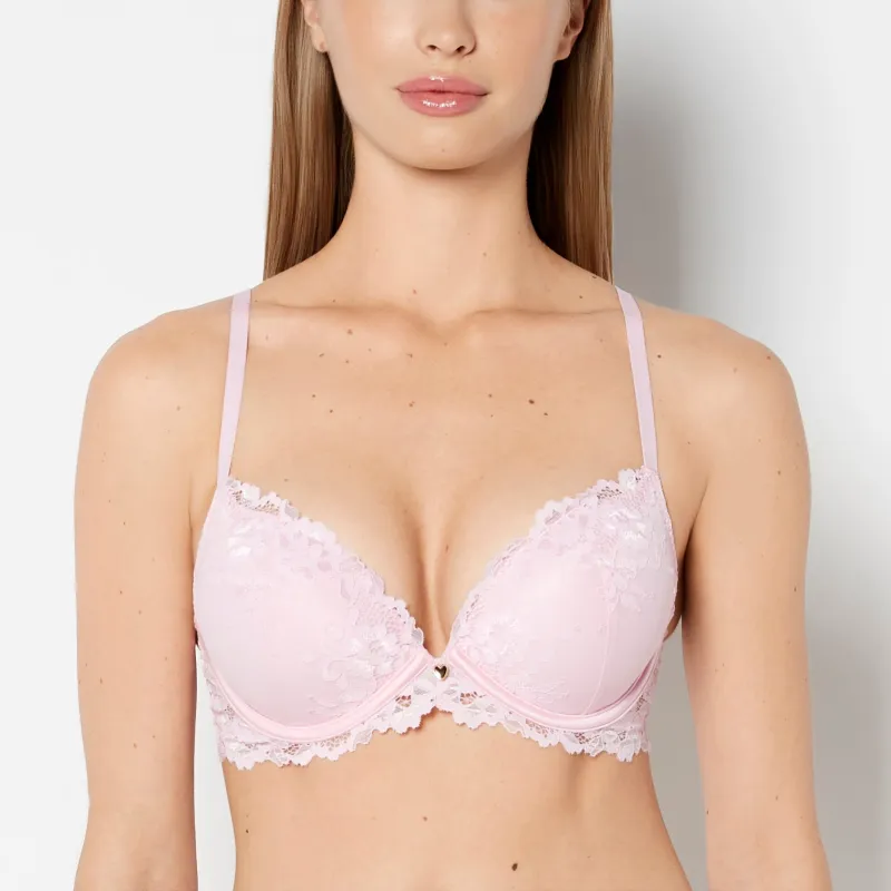 Up 2 Cup Plunge Bra with Romantic Lace in Sweet Dream sold by La SENZA