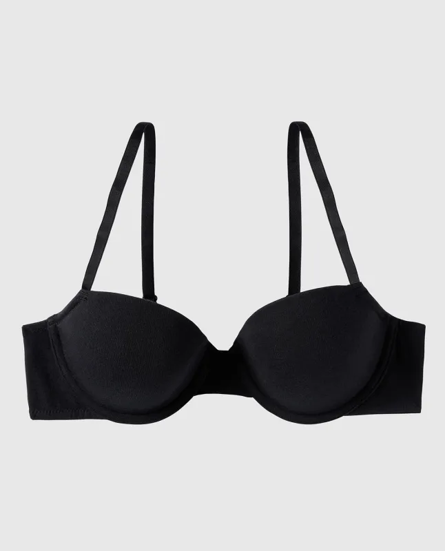 Smooth Cotton Lightly Lined Demi Bra in Black sold by La SENZA