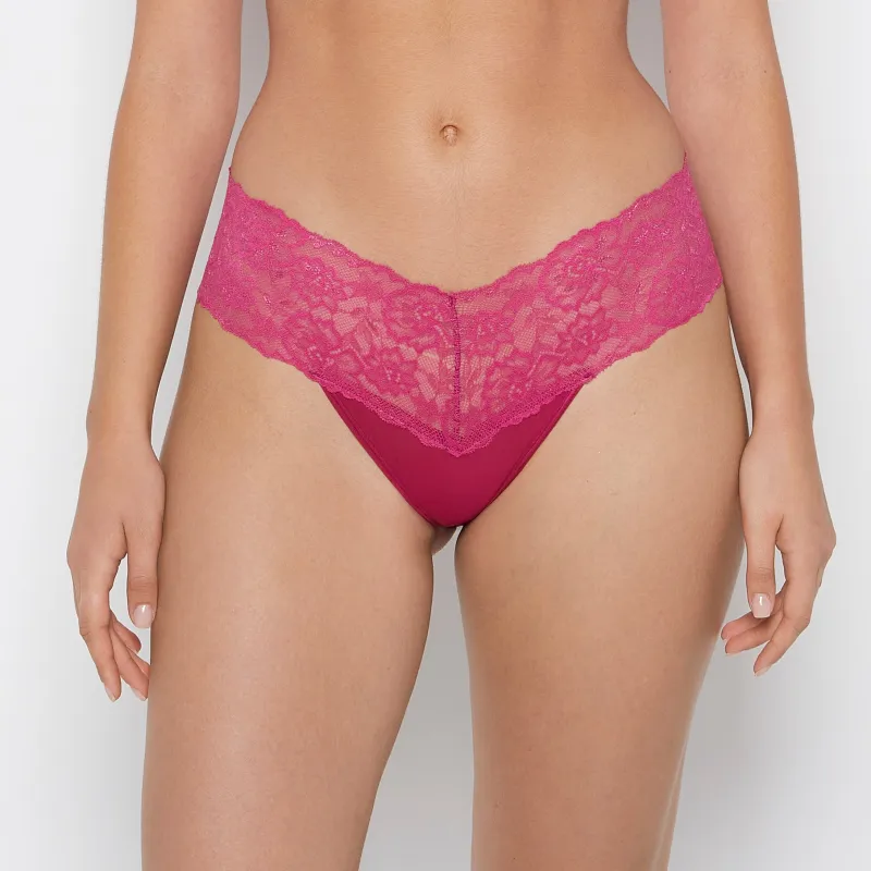 Sexy Lace Thong Panty in Fuchsia Red sold by La SENZA