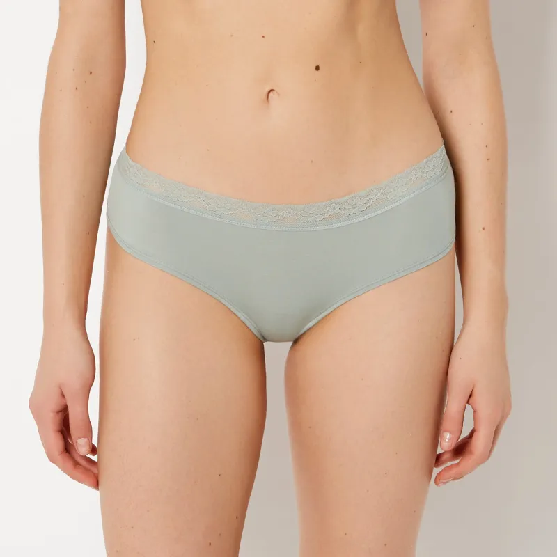 Ultrasoft Modal Hipster Panty with Lace Trim In Iceberg Green sold by La SENZA