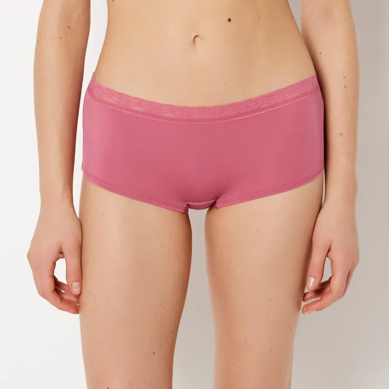 Ultrasoft Modal Boyshort Panty with Lace Trim In Red Violet sold by La SENZA