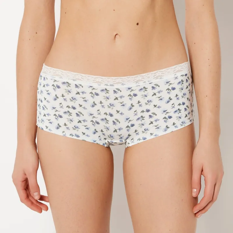 Ultrasoft Boyshort Panty with Lace Trim In Breezy Floral made by La SENZA