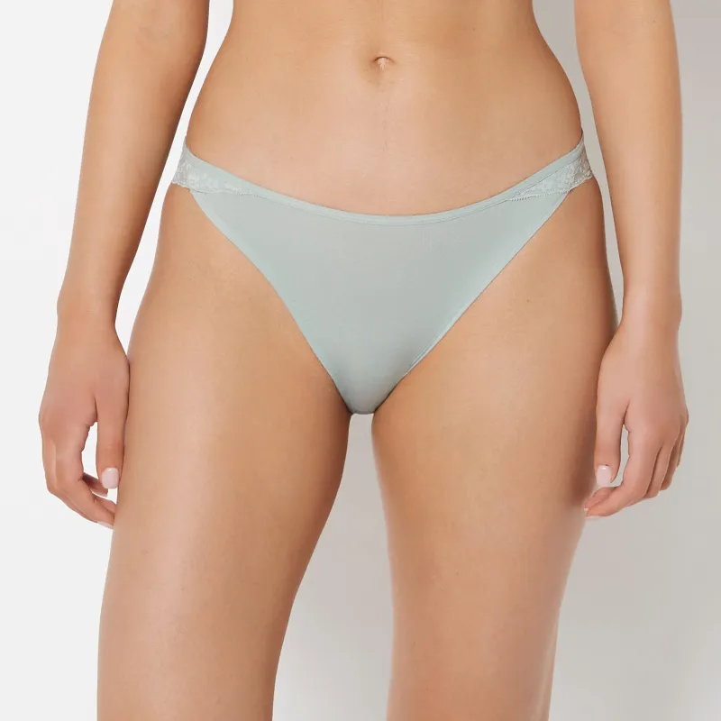 Cheeky Panty With Lace Trim in Iceberg Green sold by La SENZA