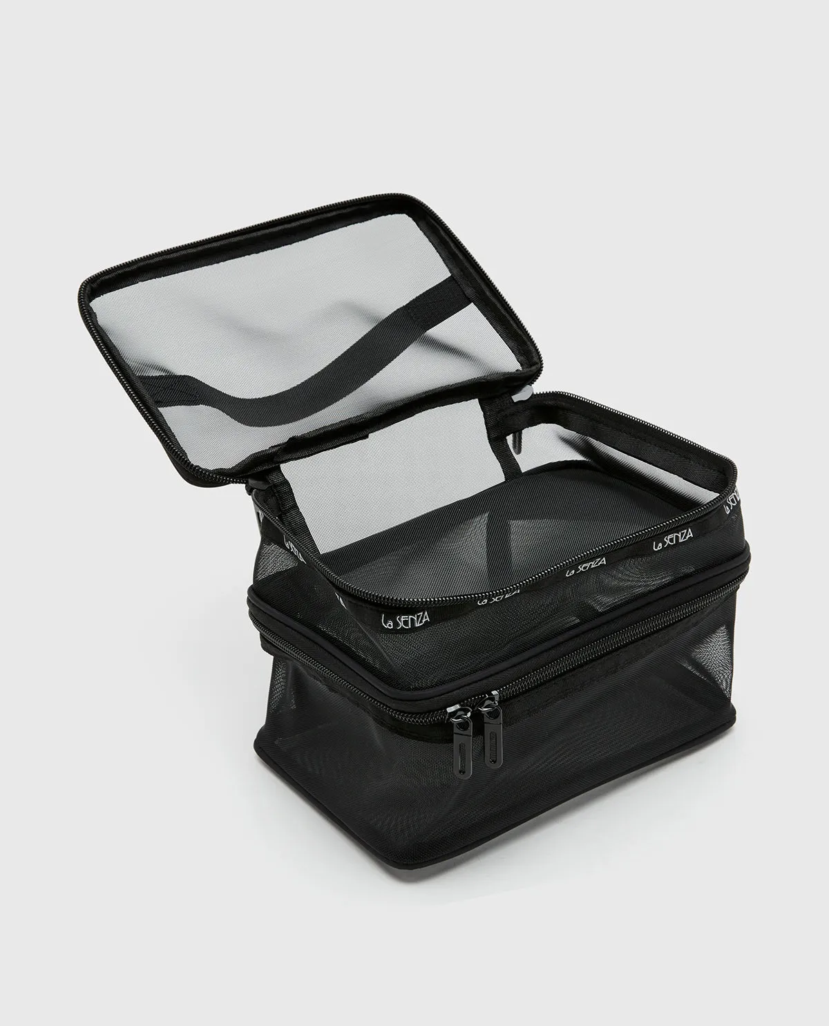 Mesh Cosmetic Case in Tuxedo Black sold by La SENZA product image thumbnail 3