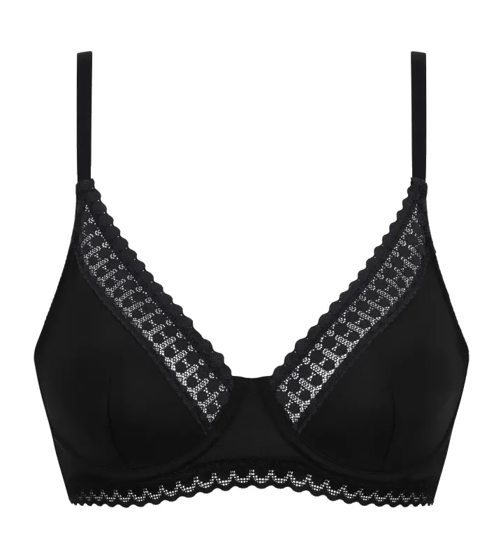 Underwired basket bra Rose Daily Micro in Tuxedo Black sold by La SENZA