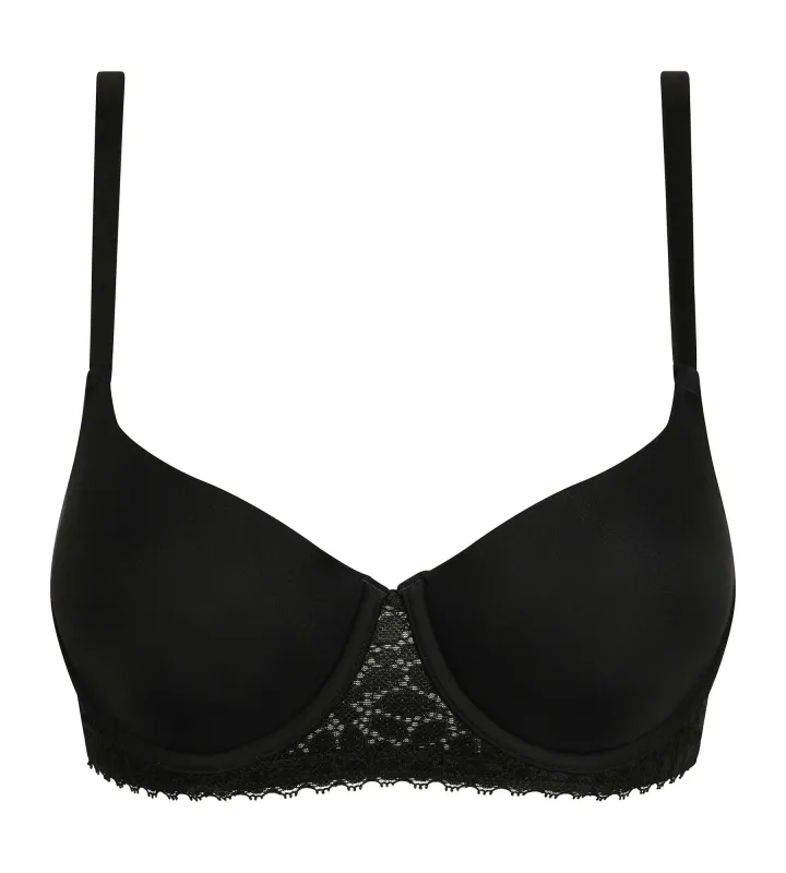 Black Daily Dentelle microfiber underwired basket bra in Tuexdo Black sold by La SENZA