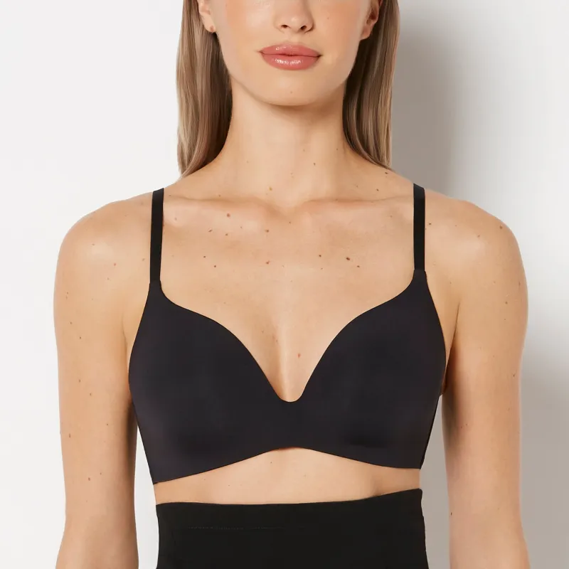 Full Coverage Wireless Push Up Bra in Tuxedo Black made by La SENZA