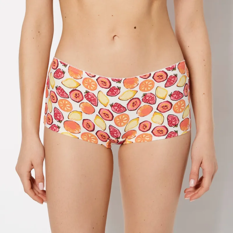 Boyshort Cotton Panty and Picot Trim in Tropical Fruit made by La SENZA
