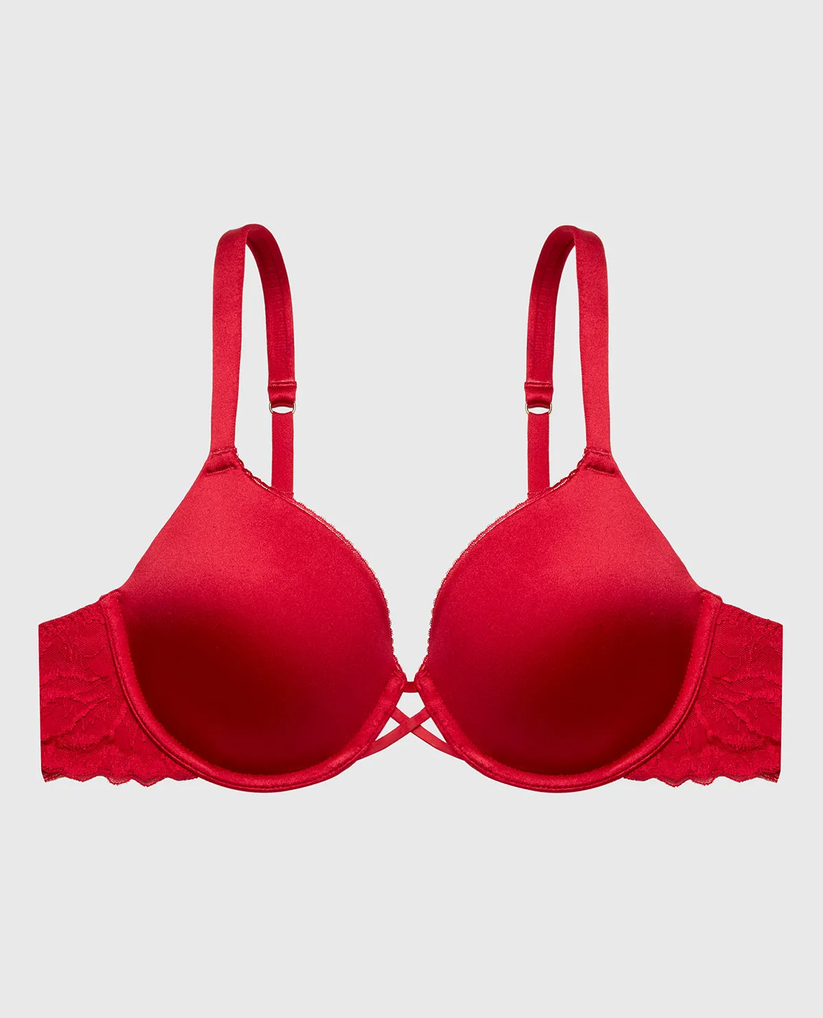 Lightly Lined Full Coverage Bra with Lush Lace Wing in Passion Red sold by La SENZA product image thumbnail 4