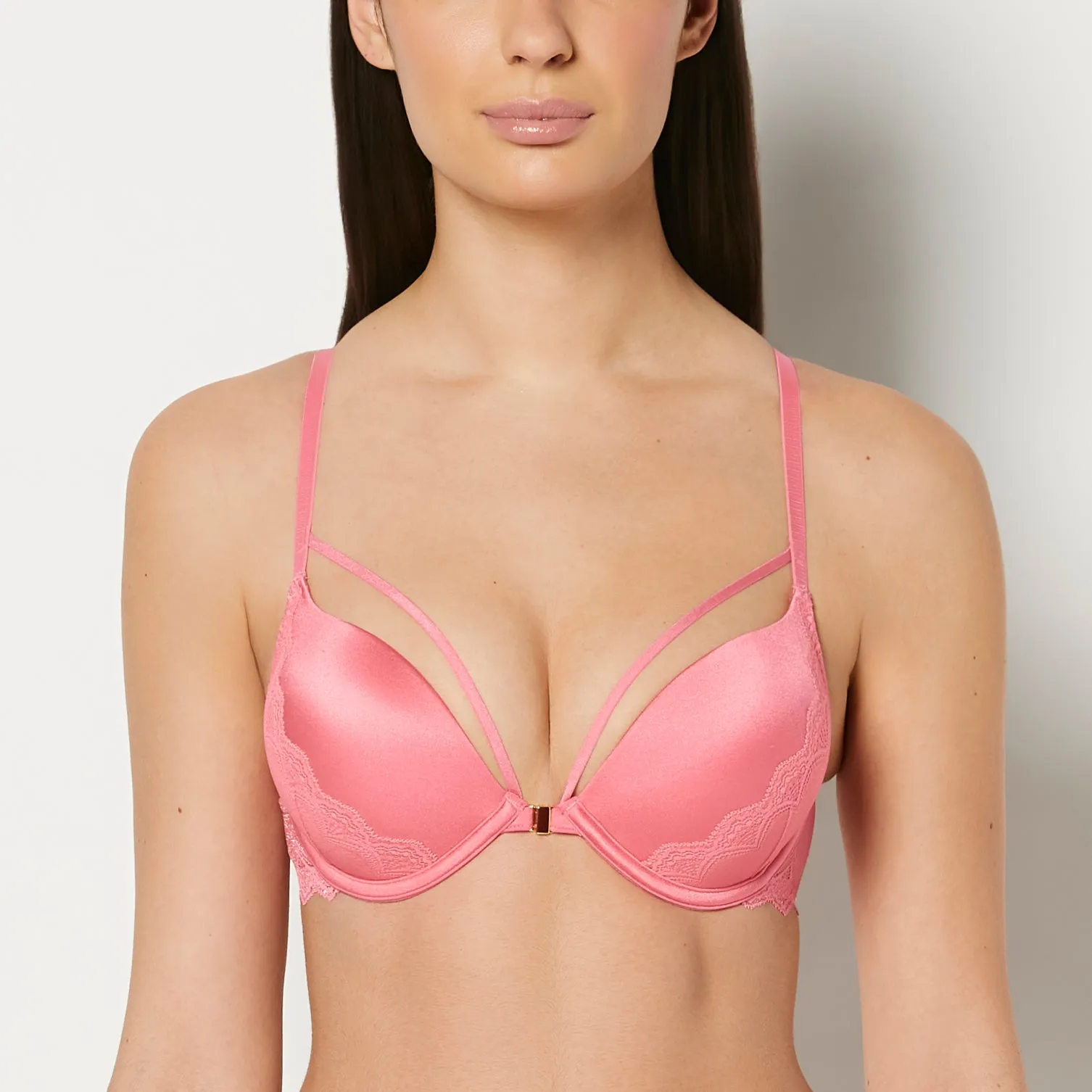 Up 2 Cup Plunge Bra with Exquisite Lace in Pink Lemonade sold by La SENZA