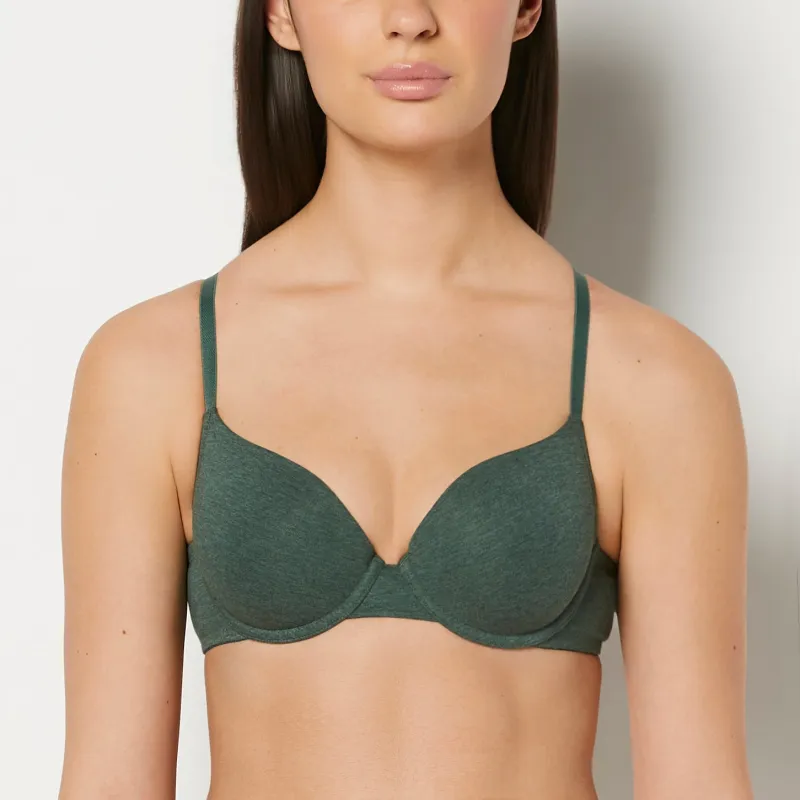 Cotton Demi Bra in Jungle Green Heather made by La SENZA