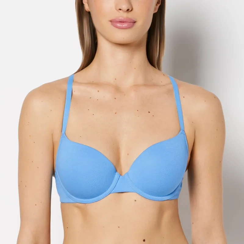 Lightly Lined Demi Cotton bra in Azure Blue made by La SENZA