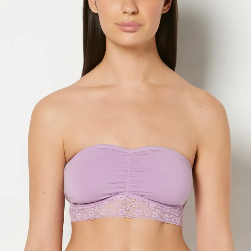 Unlined Bandeau Bralette with Essential Lace Trim in Regal Orchid made by La SENZA