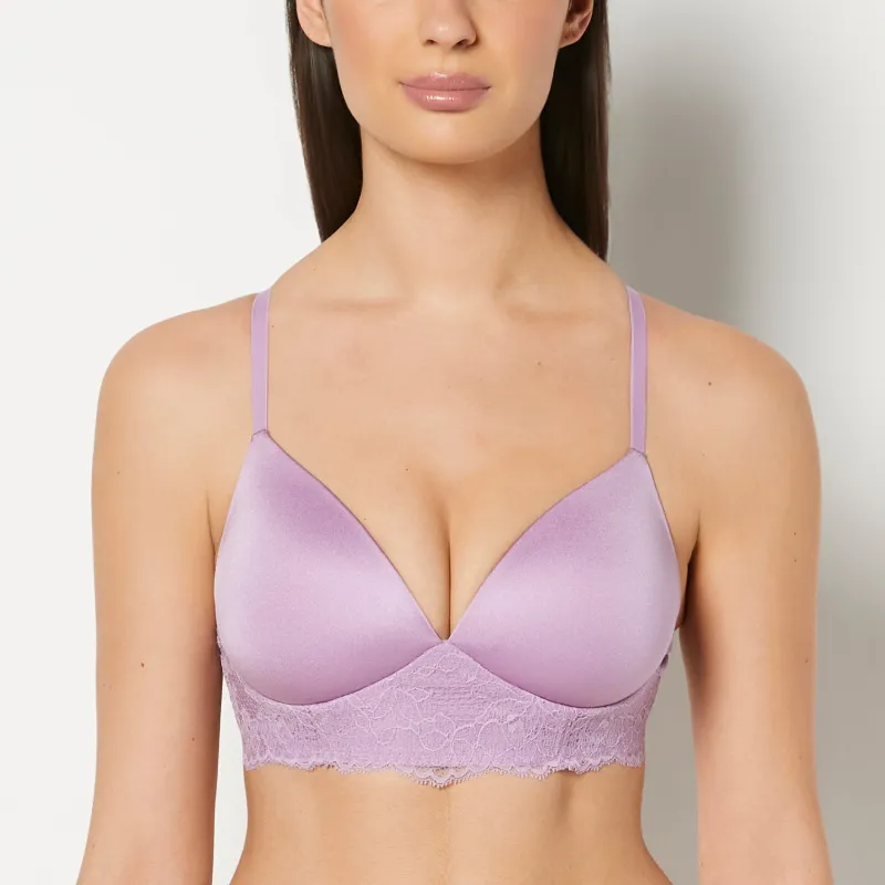 Lightly Lined Wireless Bra with Charmed Lace Wing in Regal Orchid made by La SENZA