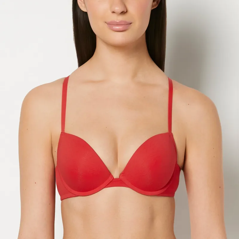 Cotton Push Up Bra in Chili Red made by La SENZA