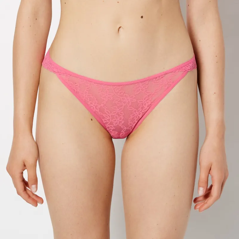 Mini Cheeky Panty in Ultra Lace in Pink Flambe made by La SENZA