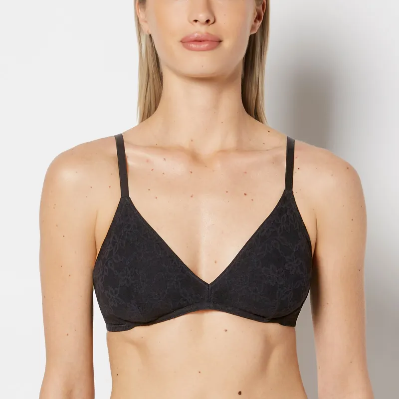 Unlined Bralette in Ultra Lace with Faux Wire in Tuxedo Black made by La SENZA